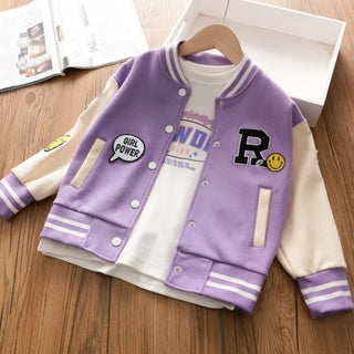 Girls Baseball Fashion Jackets Kids Embroidered Cardigan Autumn Spring Casual Outwears Children's Trends Sweatshirt Coats