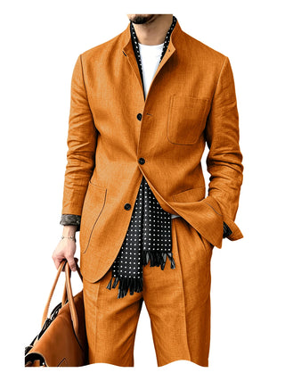 Men's Breathable 2Pcs Linen Business Suit