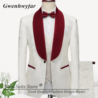 G&N 2023 New Series Men Suits Blazer Beautiful Lilac Purple Floral Pattern Tuxedos 3 Pieces Formal Party Costume Homme Slim Fit