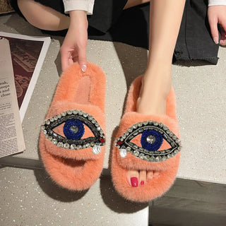 Plush Cotton Fashion Faux Fur Slippers