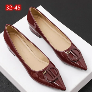 Female Working Heel Pumps Pointed Toe Green Red Black Luxury Desiger Shoes With Buckle Narrow Fits 33-45 21cm Spring Stilettos