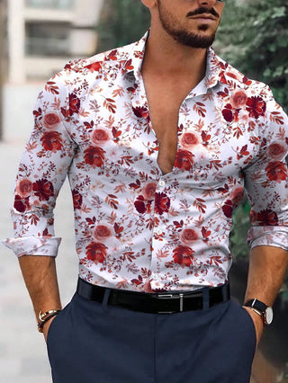 Men's Floral Print Long Sleeve Shirt - Epictzar Intl.