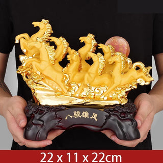 Creative Lucky Eight Horses Resin Auspicious Gifts Home Crafts Living Room Desk Ornaments Statue