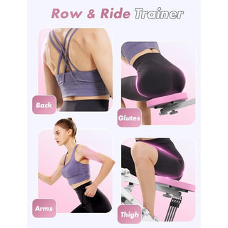 Sportsroyals Pink Squat Machine for Home,Rodeo Core Exercise Machine,330lbs Foldable,Adjustable 4 Resistance Bands