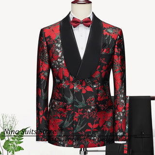 G&N 2023 New Series Men Suits Blazer Beautiful Lilac Purple Floral Pattern Tuxedos 3 Pieces Formal Party Costume Homme Slim Fit