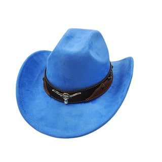 Suede Leather Cowboy Fedora Hat