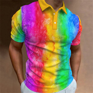 Graffiti Stripe Print Polo Shirt