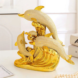 Modern Creative Dolphin Statue Ceramic Accessories Home Bedroom Desk Cabinet Decoration Items Office Cafe Table Sculpture Decor