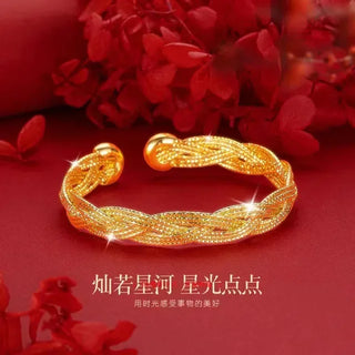 9999 24K Real Yellow Gold Bohemian Flash Bracelet, High - end Light Luxury Open for All - occasion Use