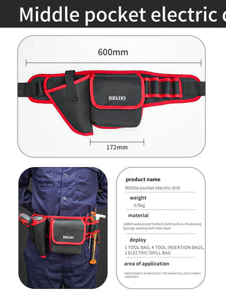 Multi-function Waist Tool Bag Oxford Cloth Multilayer Storage Pouch Tool Electricians Wrench Pliers Storage Bag