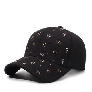 Deep-Top Baseball Hat for Women with Hard Top, Large Head Circumference, Small Face, Summer New Sunshade, Outdoor Letters, Hot Diamond Peaked Hat, Travel and Work Clothing