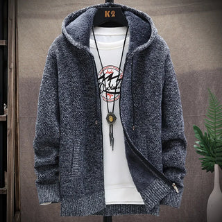 Autumn and Winter men's wool jacket new jacket plush thickened classic vintage cardigan Hoodie casual loose tops