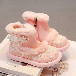 Faux Fur Winter Boots For Girls 2025 Trend Fashion Children's Snow Boots Anti-slippery Thick Warm Teenager Girl's Cotton Shoes