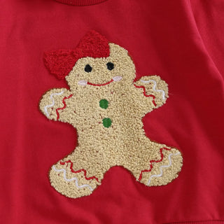 Christmas Gingerbread Man Girls Outfit Set Red Sweatshirt + Green Flared Pants 0-6Y Toddler Kids Clothing
