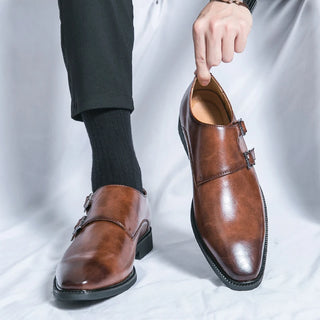 Men Classic Leather Monk Shoes