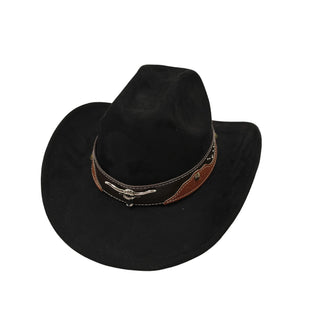 Suede Leather Cowboy Fedora Hat