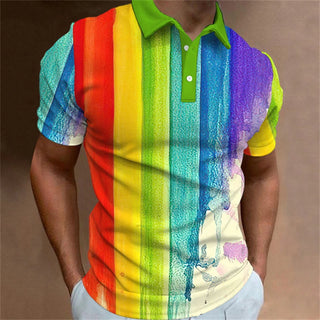 Graffiti Stripe Print Polo Shirt