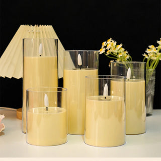 LED Flameless Electric Candles Lamp Acrylic Glass Tealight Lamps Battery Powered Flickering Fake Candle Wedding Christmas Decor