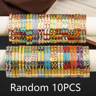 Wholesale Stainless Steel Colorful Enamel Bracelets Bangle for Women, Random Colors,Waterproof and Rust Proof
