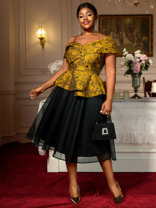 Women Cold Shoulder Skirt Set
