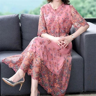 High end Embroidered V - neck Elegant Lady Dress - Epictzar Intl.