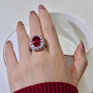 Luxury Oval Ruby Gems Diamond Ring
