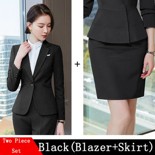 Novelty Wine Red Formal Women Business Suits with Skirt and Jackets Coat Ladies Office Professional Blazers Spring OL Styles