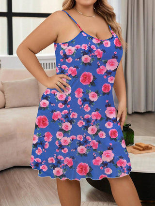 Ladies Suspenders Flower Print Nightdress