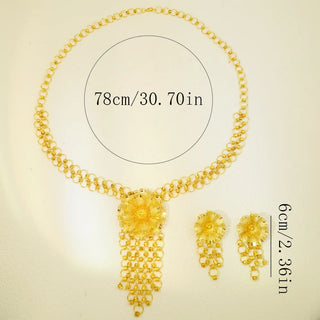 Women's 24K Gold Flower Hoop Jewelry Set (Necklace & Earrings), AU999 Distressed hoop texture, rustic elegance for everyday edge
