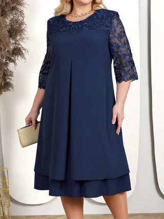 Plus Size Summer Dress Woman 2025 New Fashion Embroidery Patchwork Elegant Wedding Party Curvy Dresses