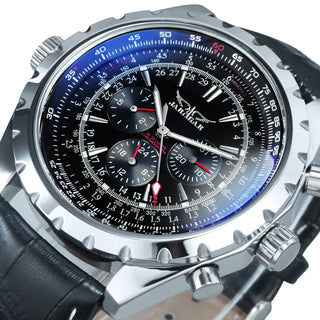 Luxury Leather Steel Band Automatic Watch
