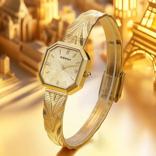 Ladies Luxury Golden Quartz Wristwatch