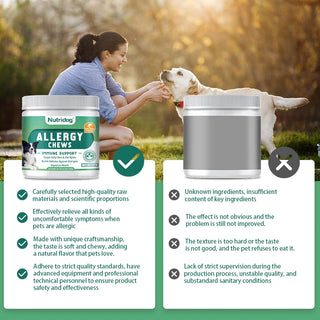Allergy & Immune Support Chews for Dogs -  Salmon Flavor Soft Chews Dog Allergy Relief, Skin Health, Coat Defense-120 soft chews