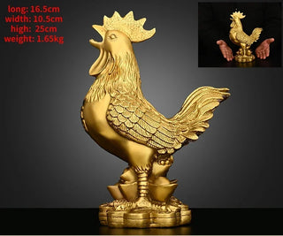 Fortune Copper Rooster Money Ornament
