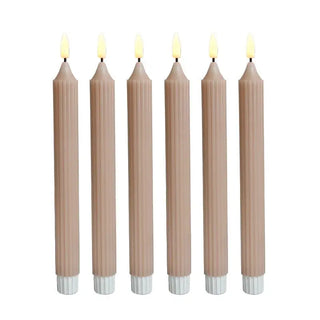 Pack of 6 Flameless Taper Candles Flickering w/Remote Battery Operated LED Window Candles Striped Real Wax 3D Flickering Flame