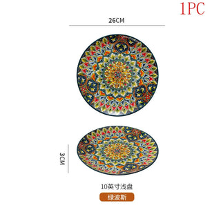 Bohemian Ceramic Plate Home Western Cuisine Plate Creative Cuisine Plate Restaurant