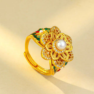 Double-Layer 24K Gold Unique Flower Ring