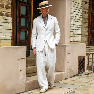 Luxury 2Pcs Wrinkle Resistant Linen Suit