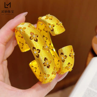 Lucky Blessing 24K Gold Open Bangle