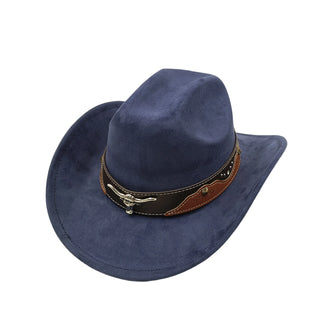 Suede Leather Cowboy Fedora Hat