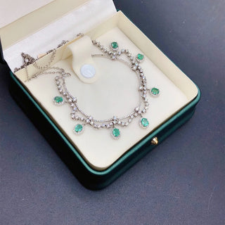 Natural Emerald Gemstone Engagement Necklace