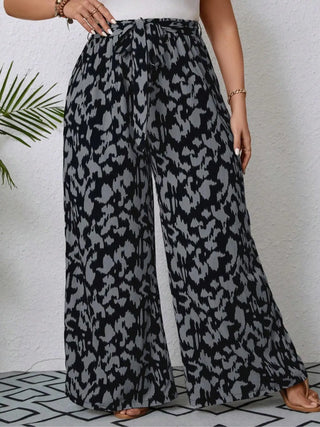 Plus Size 1XL-5XL Women's Summer Casual Fashion New Printed Wide Leg Elastic Waist Pants