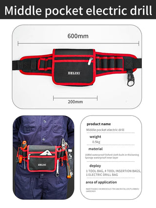 Multi-function Waist Tool Bag Oxford Cloth Multilayer Storage Pouch Tool Electricians Wrench Pliers Storage Bag