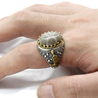 Natural Gold Coral Stone Handmade Ring