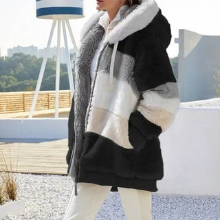 Loose Multicolor Hooded Commute Coat