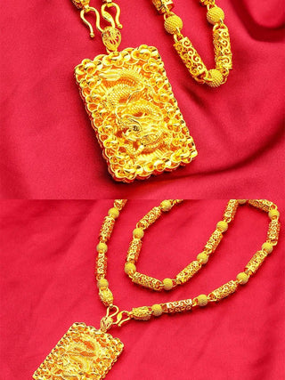 Men 24K Gold Dragon Head Necklace & Pendant - Epictzar Intl.
