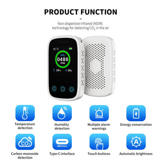 Carbon Dioxide Detector 3 In 1 Air Quality Monitor