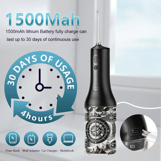 Oral Irrigator Portable Dental Water Flosser USB Charging 4 Nozzles Multiple Modes Suitable for Family Travel Use