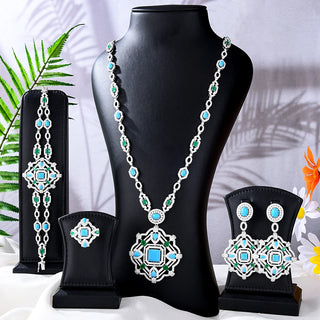 Missvikki Luxury Long Drop Necklace Earrings Jewelry Sets Super CZ for Noble Women Bridal Wedding Gorgeous Sparkling Best Gift