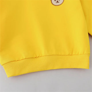 Long sleeved Bear Embroidered Hoodie Set